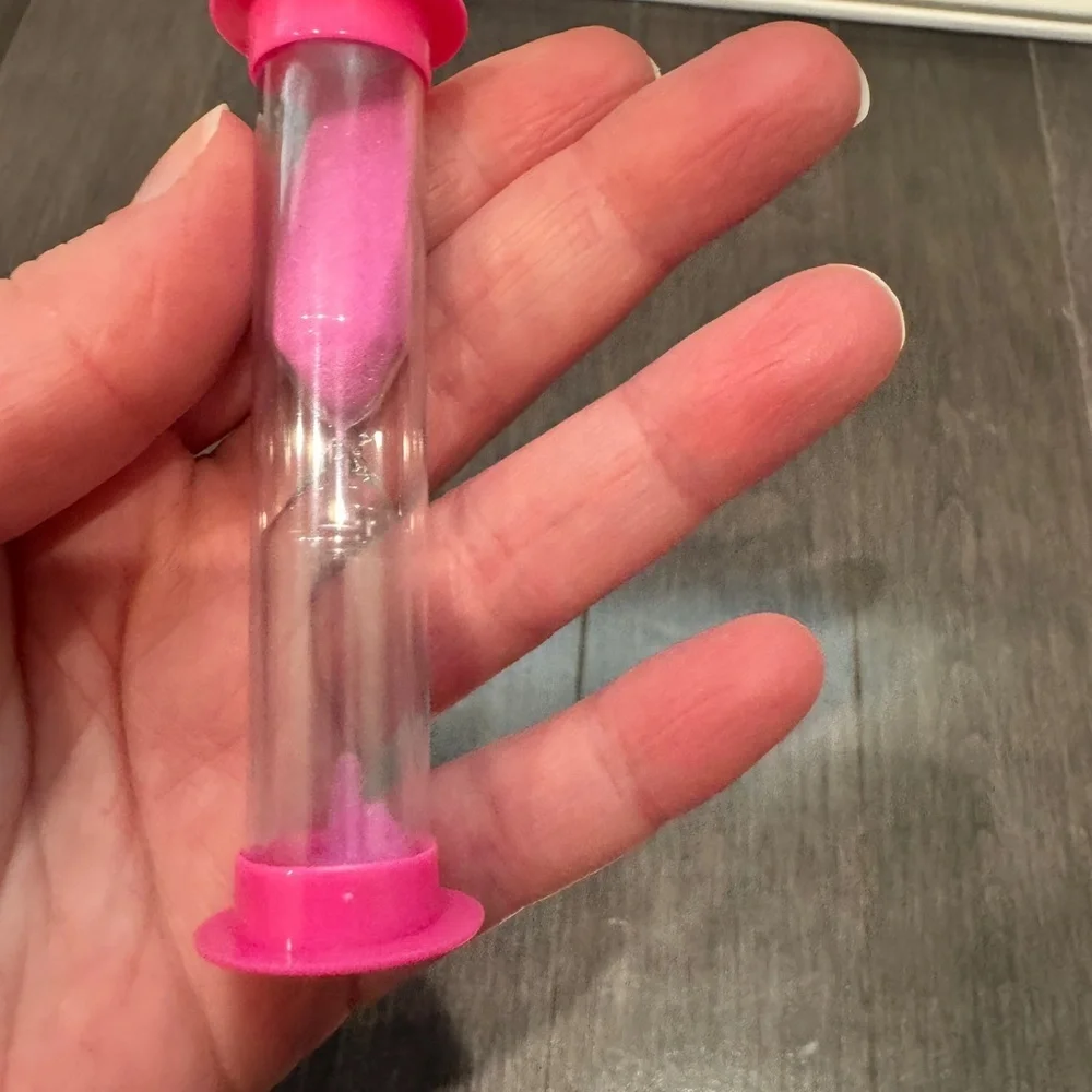 NWOT Pink & Clear Plastic Sand Timer Kids Toddlers Girls